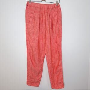 Anthropologie Pull On Neon Linen Pants